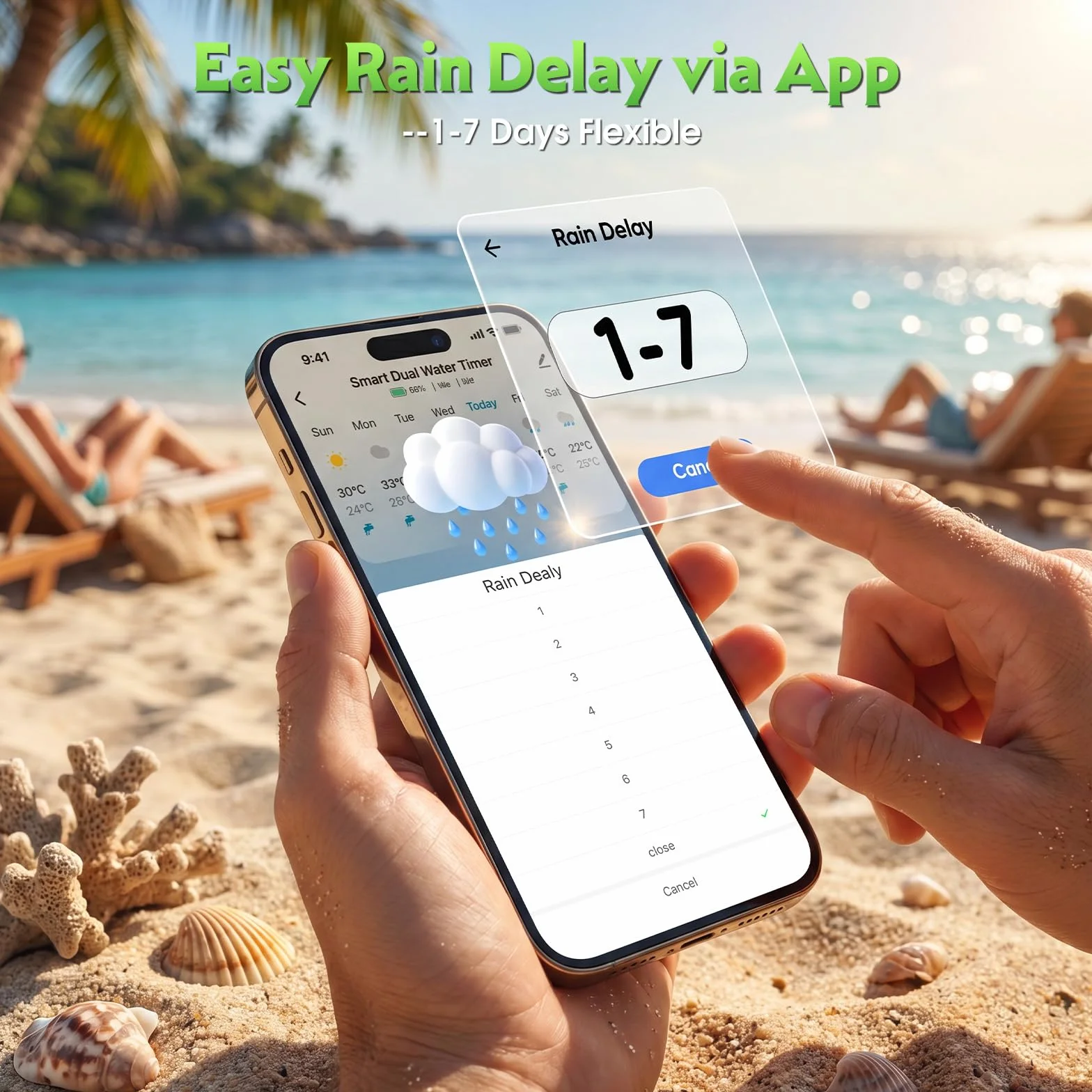 Centralina per Irrigazione WiFi da Rubinetto con 2 Uscite | 2 Uscite con Programmazione Indipendente, WiFi Hub con Controllo Tramite APP, Timer Programmabile e Ritardo Pioggia per Prato