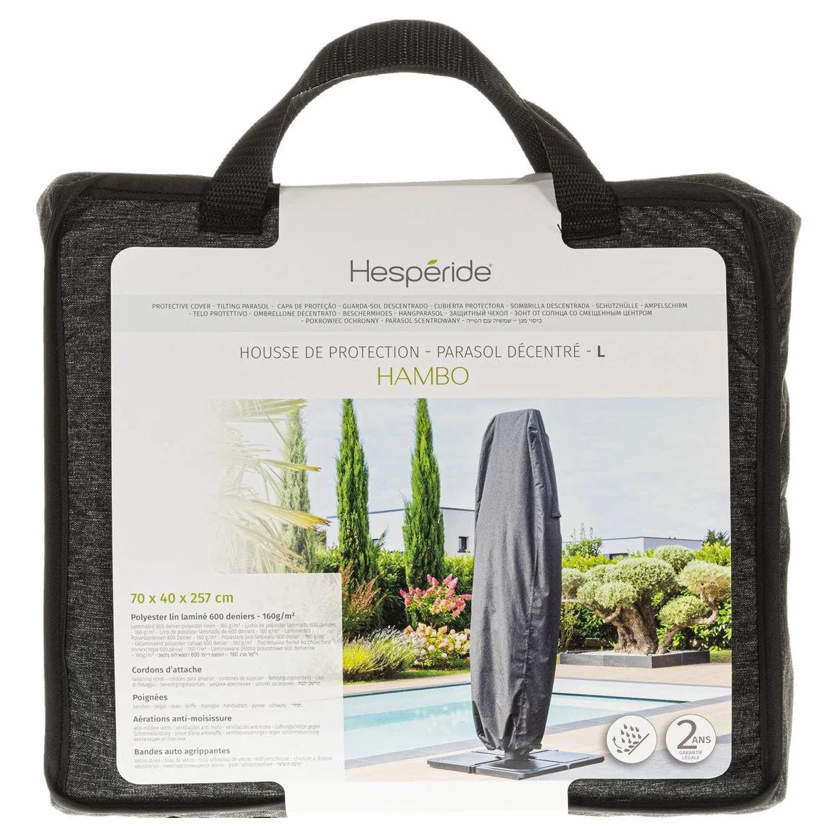 Hespéride - Copertura protettiva hambo per ombrellone decentrato l 257x70x40cm in poliestere