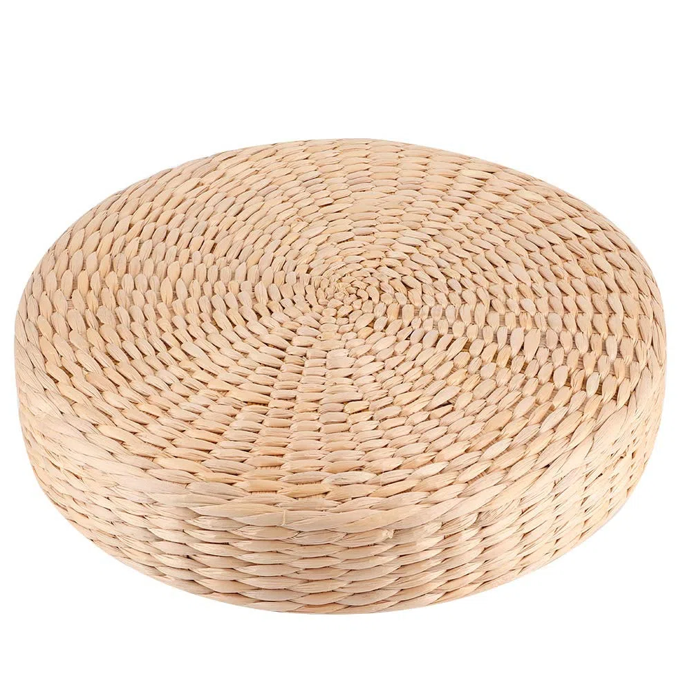Cuscino Rotondo in Paglia per Giardino, Pouf Tatami Giapponese Spesso per Meditazione, Zen, Yoga (30cm x 5cm)