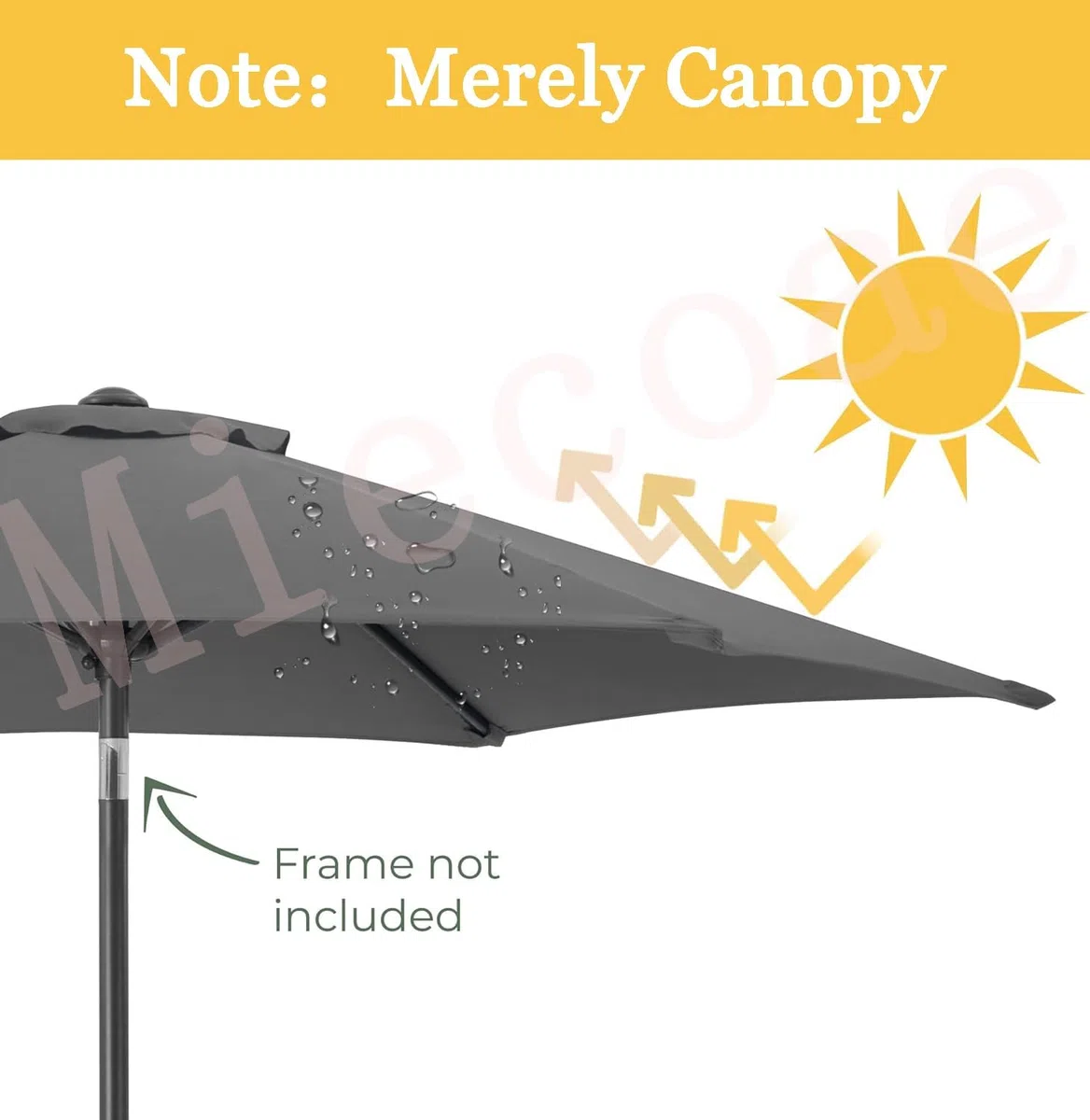Telo di Ricambio per Ombrellone 8/6 Stecche Protezione Copertura Ombrello Baldacchino Rechange Impermeabile Tela Ombrelloni Esterni da Giardino Solo Tettuccio(Beige Bianco,6 Ribs 2.7m)