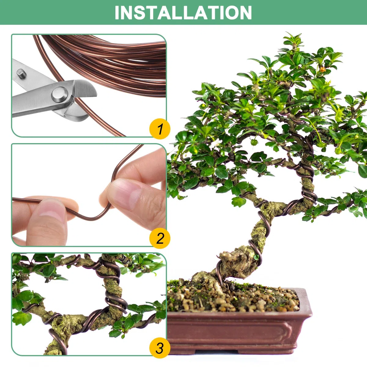 M METERXITY 2-Rotoli Filo Allenamento Bonsai 2mm, 32,8Ft Totali Filo Alluminio Anodizzato Bonsai per Forma Alberi Bonsai/Fissaggio Rami/Trattenimento Tronco/Artigianato[16,4Ft Ciascuno, Nero]