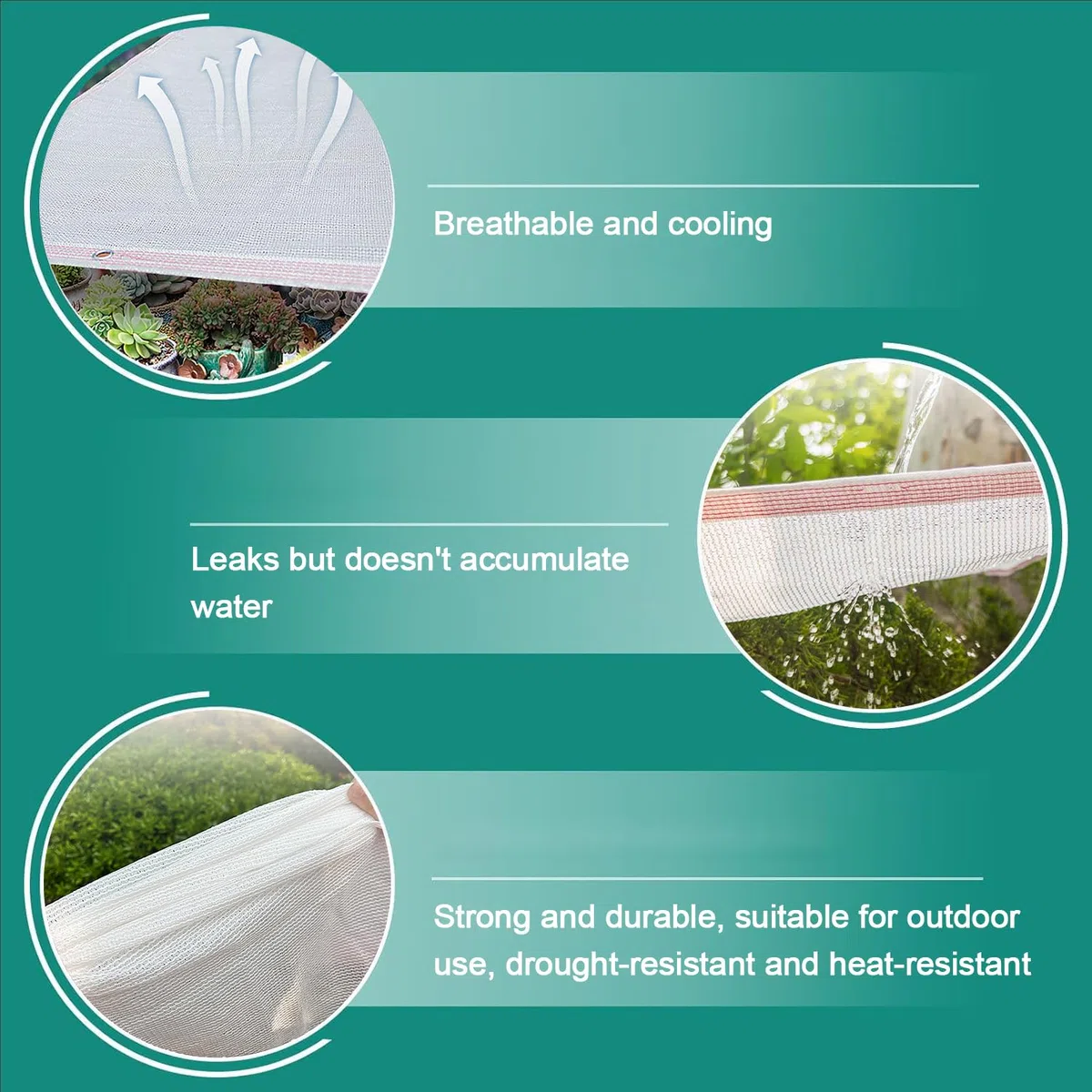 3m x 10m Telo Ombreggiante Bianco HDPE 50% Schermatura Anti-UV, Occhielli Metallici, per Balcone, Terrazzo, Giardino, Serra, Orto e Recinti Animali