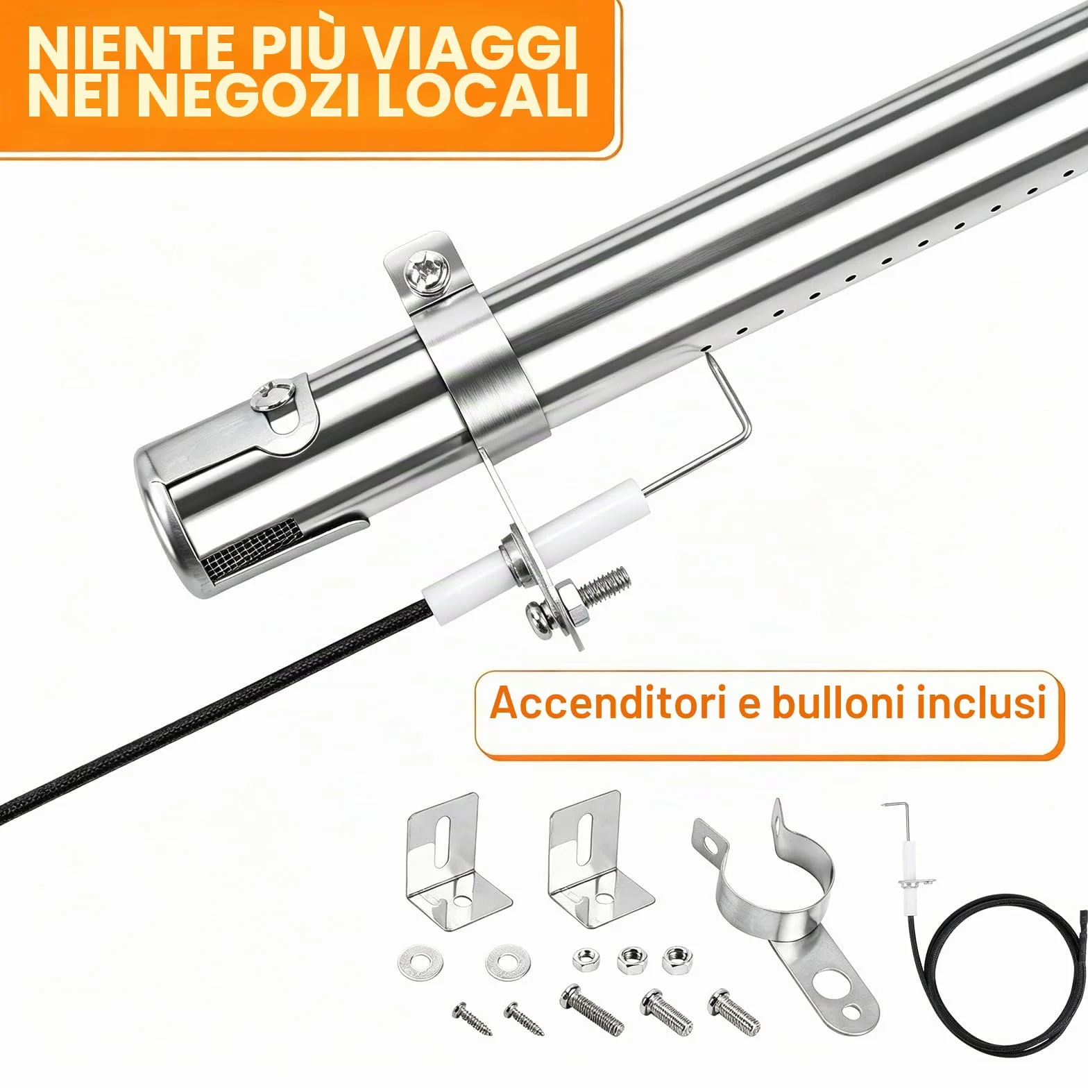 GFTIME Ricambio universale per Charbroil, Barbecook Vanilla, Barbecook 300 Barbecue a gas, Tenneker TG4, bruciatore da 31 a 45 cm, copertura bruciatore da 37 cm e crossover, distributore fiamma