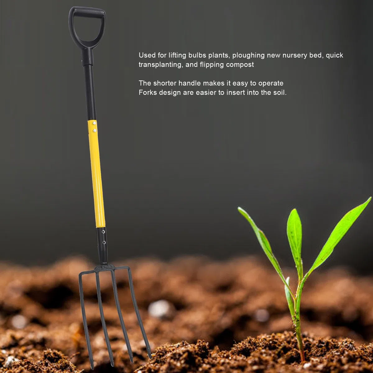 Asixxsix Garden Fork, 4 Pitini Forchette da Giardino da 46 Pollici da 46 Pollici, Forcelle di Scavo di Spazi Gravi per Il Giardinaggio Che Scavano Spading di calcolo.