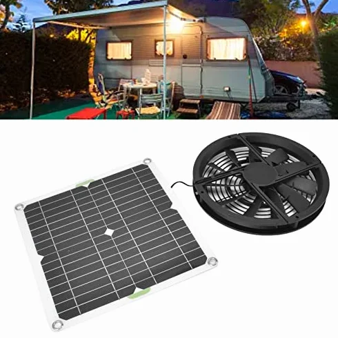Kit Ventola per Pannello Solare da 100 W 10 Pollici Ventilatore per Ventilazione Solare Impermeabile per Capannone a Serra per Pollaio