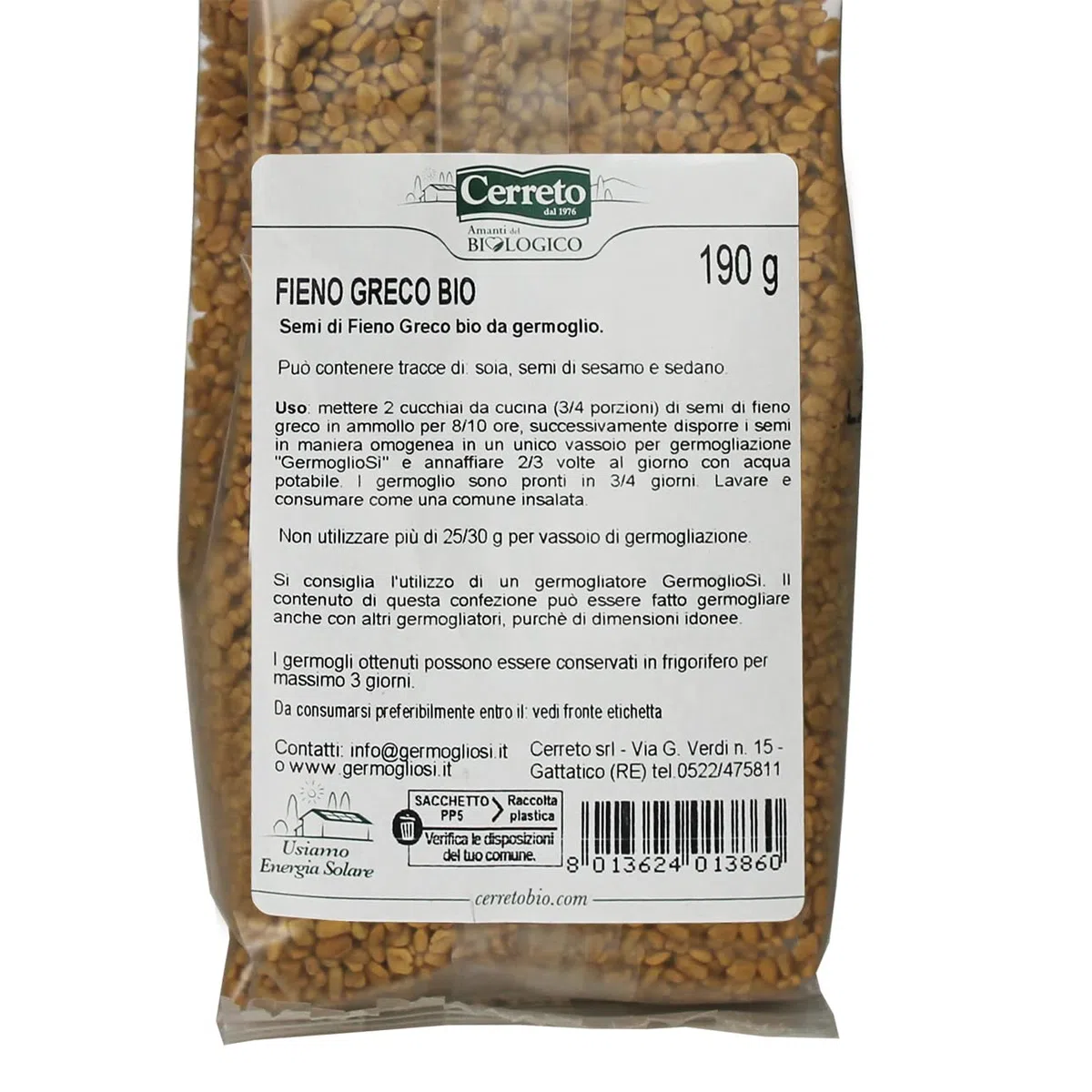 Semi da germoglio di FIENO GRECO selezionato di ALTISSIMA QUALITA' 190 gr. Confezione RISPARMIO