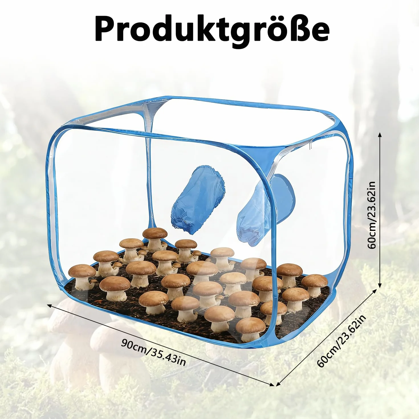 Funghi Allevamento Growtend, Tenda portatile e pieghevole Grow con due palmi per la coltivazione di funghi come Enoki funghi, funghi medicinali, funghi in generale(blu)