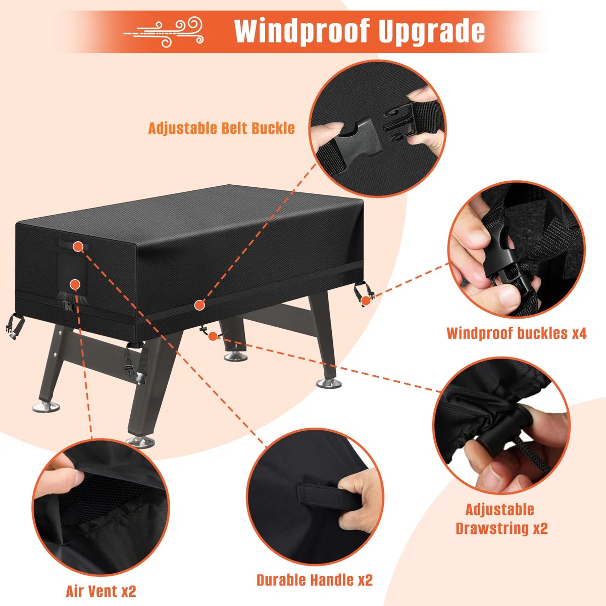 Kovshuiwe 160 x 115 x 50 cm Foosball Table Cover Outdoor Waterproof Soccer Table Cover Heavy Duty Rettangular Patio Football Game Table Cover