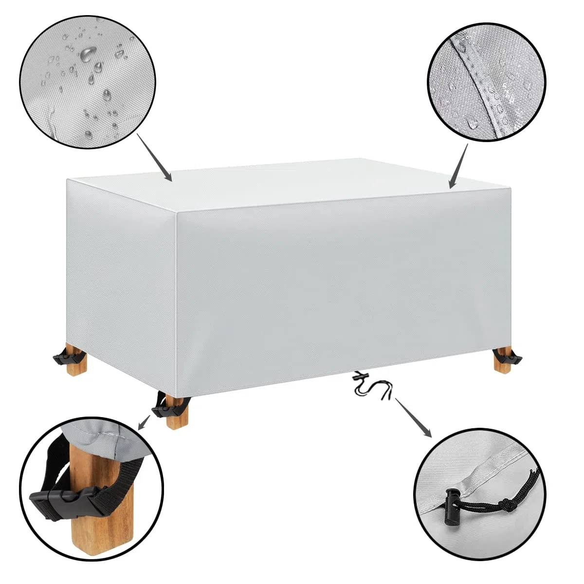 Coperture per Mobili da Giardino 130x75x71cm 600D Oxford Copertura Tavolo Sedie Esterno Telo Copri Tavoli da Terrazza Quadrato Impermeabile Anti-UV Antivento Copertura da Tavolo da Giardino
