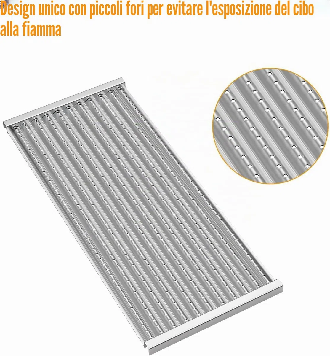 BBQ-PLUS Piastra emettitore a raggi infrarossi per grill Charbroil 463242515, 463367016, 463242516, 466242515, 466242615, 463243016, 463367516, 466242516, 46624242424. 2616, 463346017, acciaio