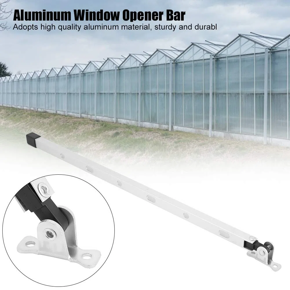 Barra Apri Finestra Manuale per Serra in Alluminio con Kit Fissaggio, Ventilazione Tetto Giardinaggio Agricoltura Lunghezza 39 cm