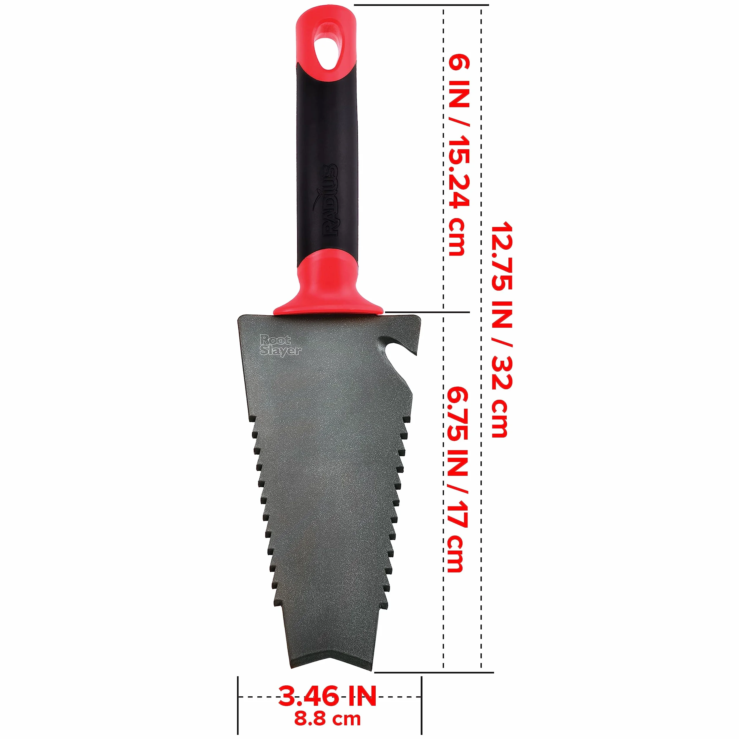 Radius Garden Root Slayer - Pala in acciaio al carbonio, colore: Rosso