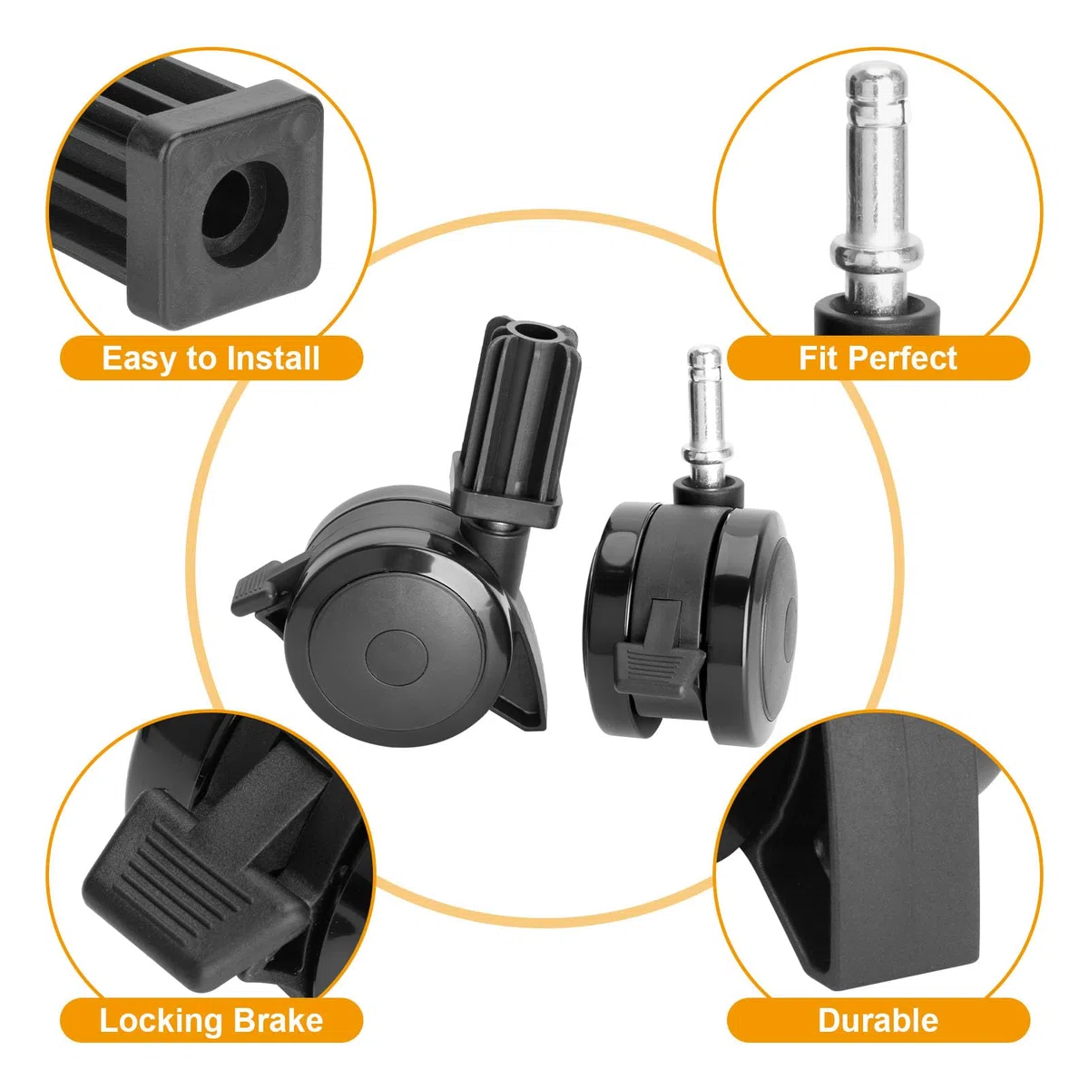 70360 Set di 4 ruote girevoli con blocco e kit di inserti, parti di ricambio per Weber Spirit Series 2009-2012, Genesis Series 2007-2011 e Summit Series 2007-2011 griglie a gas