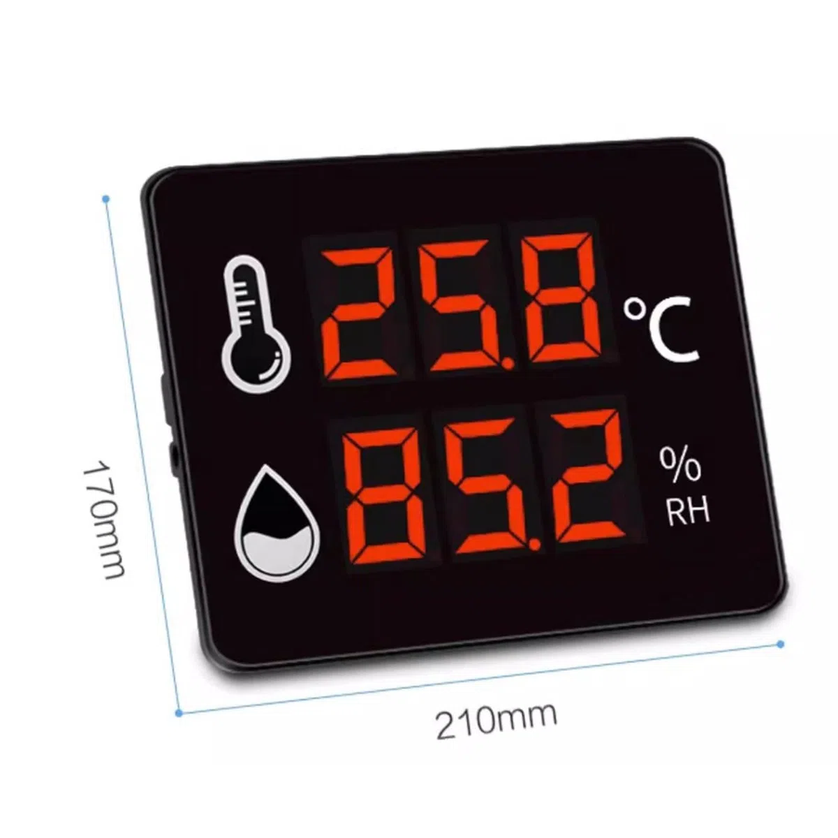 Termometro Digitale, -40-100 ℃ 0-99% di Temperatura e umidità RH, con sensore, Staffa, Display a Grande Schermo a LED ad Alta Definizione, Adatto per Interno, Esterno, Industriale, Serra