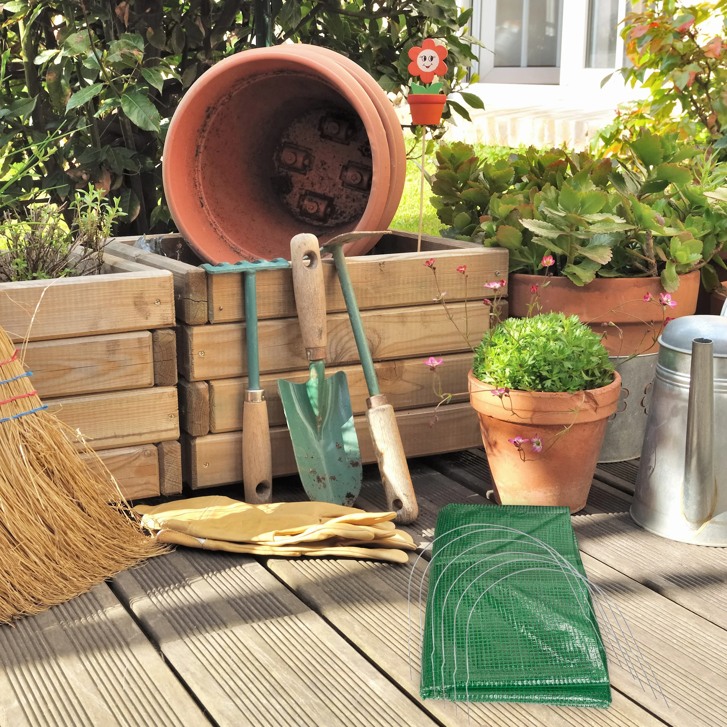 Relaxdays Serra per Orto Mini, con Zip, Tunnel di 2,9 m, Pieghevole, da Giardino, Protezione per Piante e Fiori, Verde