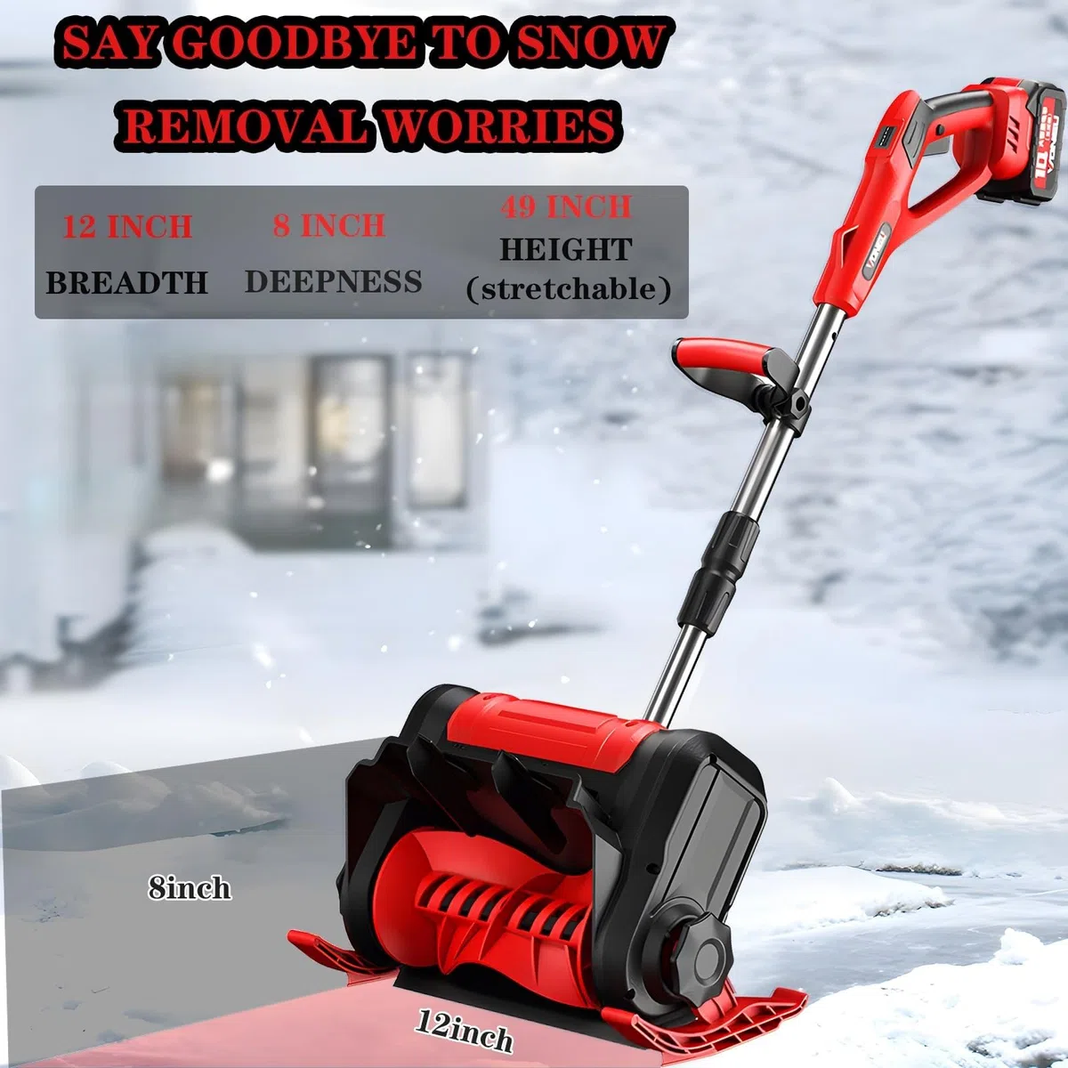 Pala Da Neve A Batteria Da 20 V, Spazzaneve Elettrico A Batteria Da 12 Pollici Con Impugnatura Anteriore Regolabile E Asta Telescopica, Spazzaneve Professionale Con 2 Batterie E Caricabatterie Rapido(