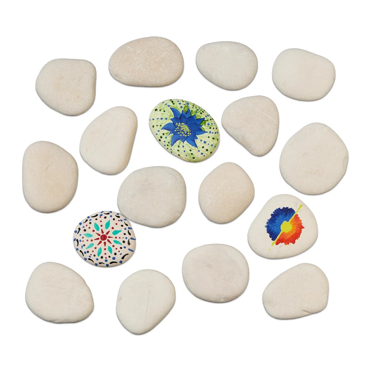 Relaxdays Sassi Piatti da Dipingere, 2 kg di Sassolini Decorativi, Pietre da Colorare, Ciottoli Giardino, Grigio Chiaro
