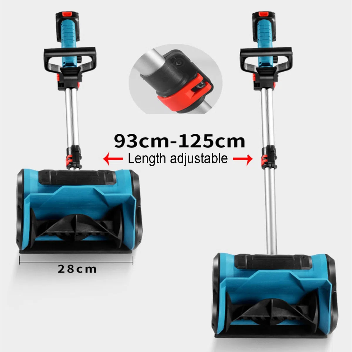 Spazzaneve elettrico al litio, leva di funzionamento retrattile, portatile, design a 5 batterie, adatto per cortile, sgombero neve vialetto