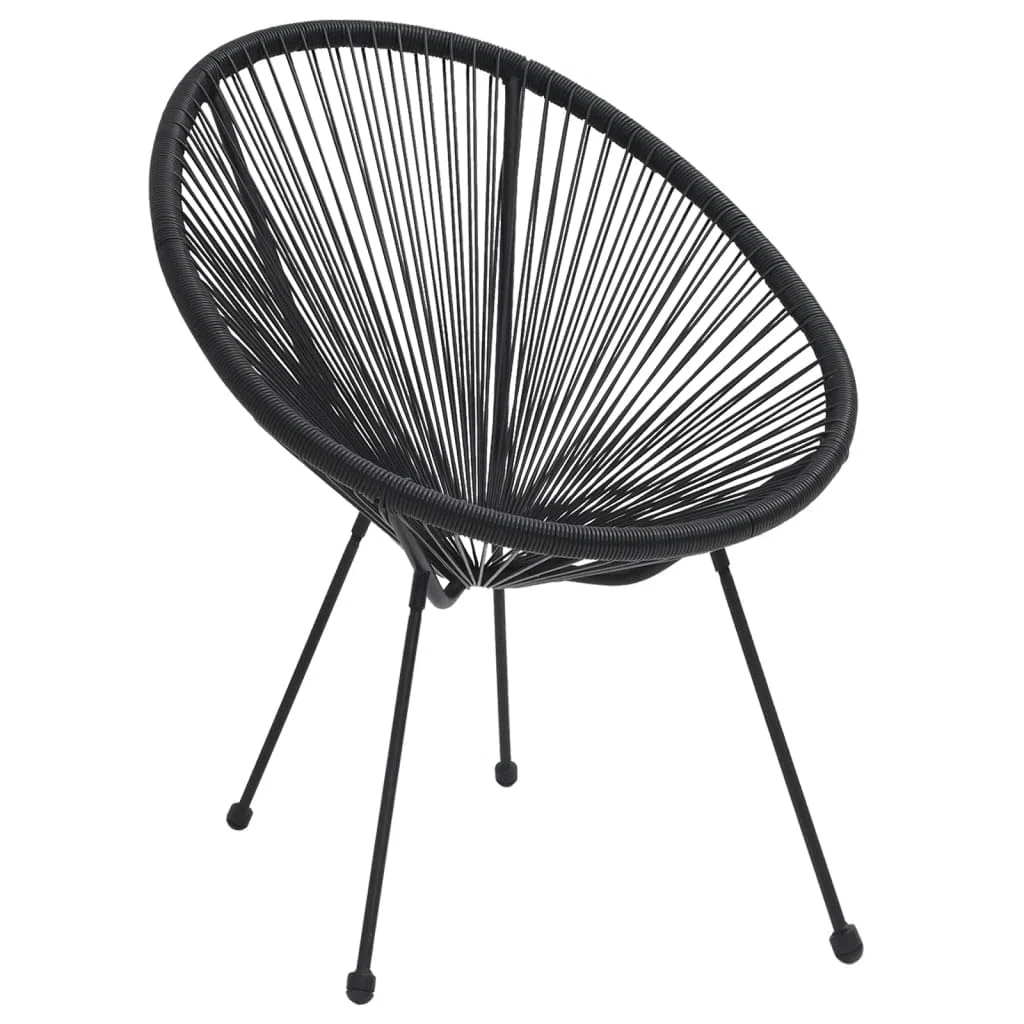 BERARDI | Sedia lounge EGG acapulco da interno ed esterno, design ergonomico in polyrattan nero e struttura in acciaio impermeabile e resistente, Colore nero, Nuova edizione