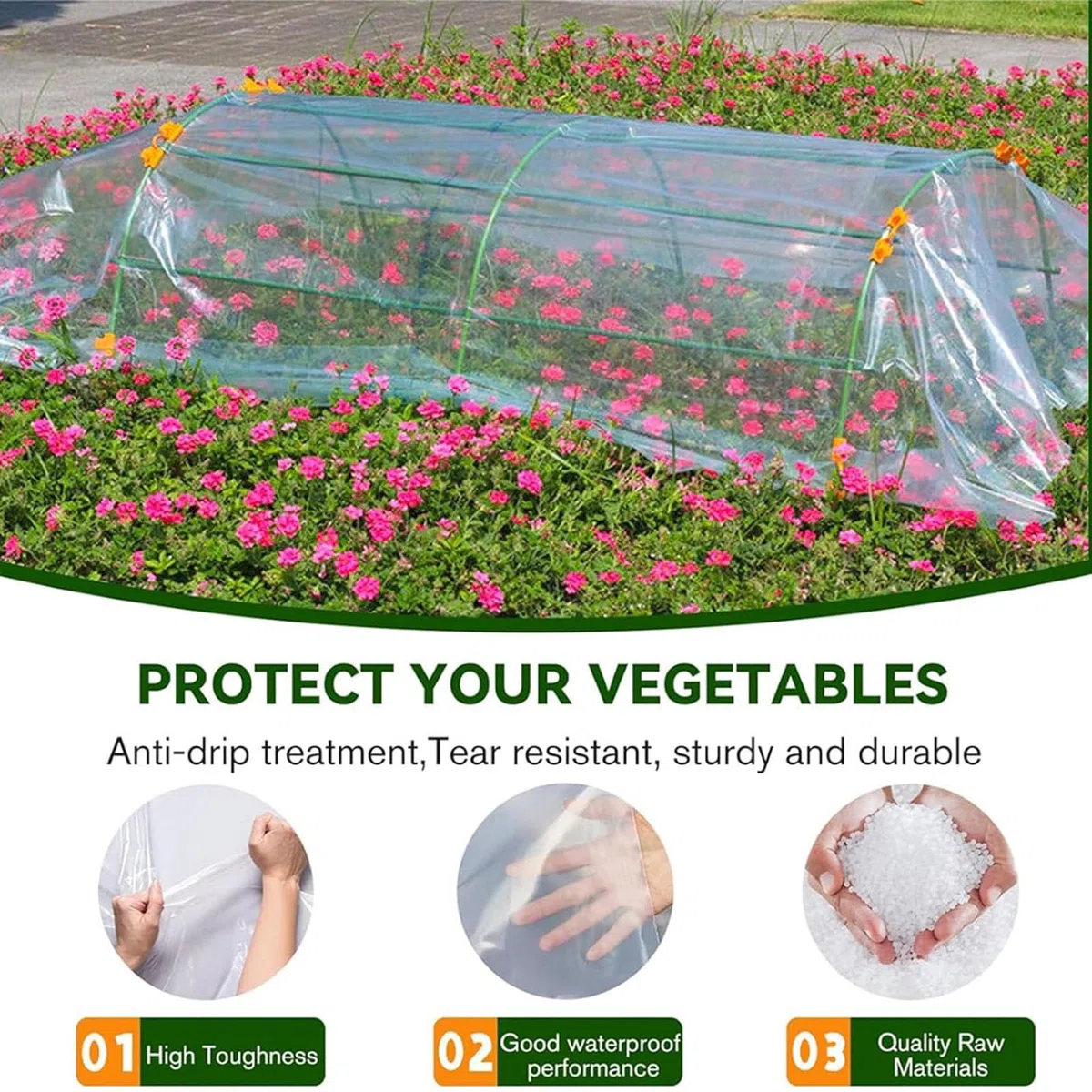 Foglio di plastica trasparente resistente, spesso 2 m x 3 m, in polietilene impermeabile, versatile foglio di plastica trasparente per giardinaggio, agricoltura, pittura, edifici, copertura
