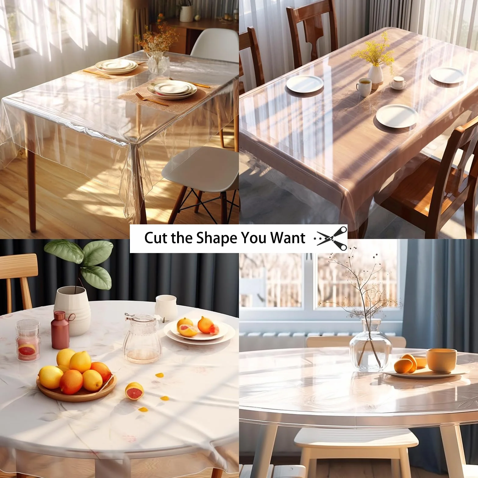 Tovaglia PVC Trasparente, 140X180CM Copri Tavolo PVC Trasparente Rettangolare, Pellicola Protettiva in PVC Lavabile, Impermeabile Tovaglia Plastica da Esterno, Protezione da Tavolo Matrimonio