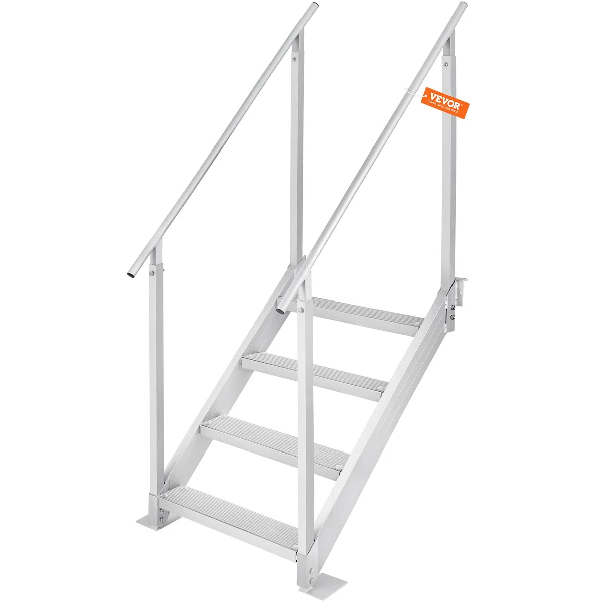 VEVOR Scaletta per Pontile Altezza Regolabile 75-96 cm, Scaletta per Pontone Barca 4 Gradini Lega di Alluminio Portata Circa 226 kg con Corrimano Scaletta Antiscivolo Scala per Imbarco Barca Piscina