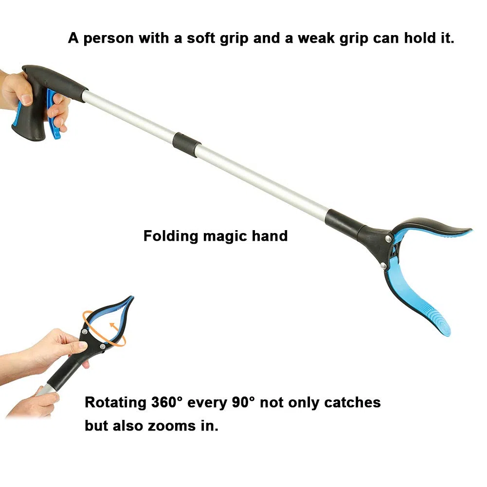 Pinza telescopica, 82cm Pinza telescopica Pieghevole, Pinza Prensile,Raccoglitore di immondizia, Pinza Morsetto in Gomma