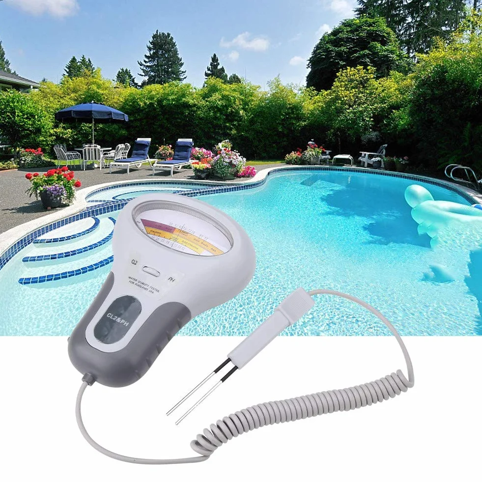 PH Tester, PC-102B CL2 Tester di Qualità dell'Acqua pH/CL pH e Analizzatore Digitale del Tester del Cloro per lo Stagno della Stazione Termale dell'Acquario