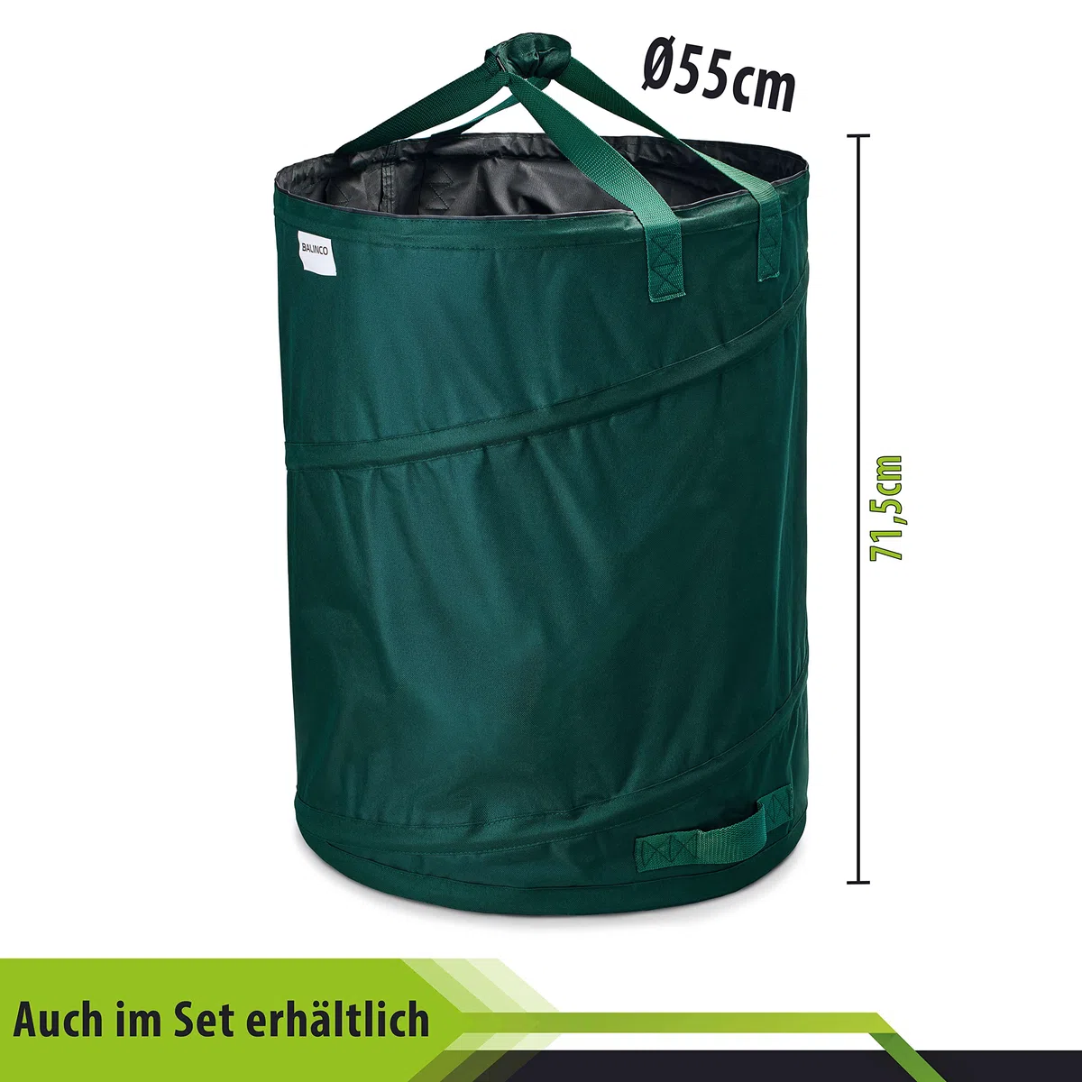 1x 170 litri sacco pop-up per rifiuti da giardino verde autoportante e stabile | per foglie | da giardino | per rifiuti verde pieghevole grande poliestere estremamente robusto 220 g/m² (1x 170 litri)