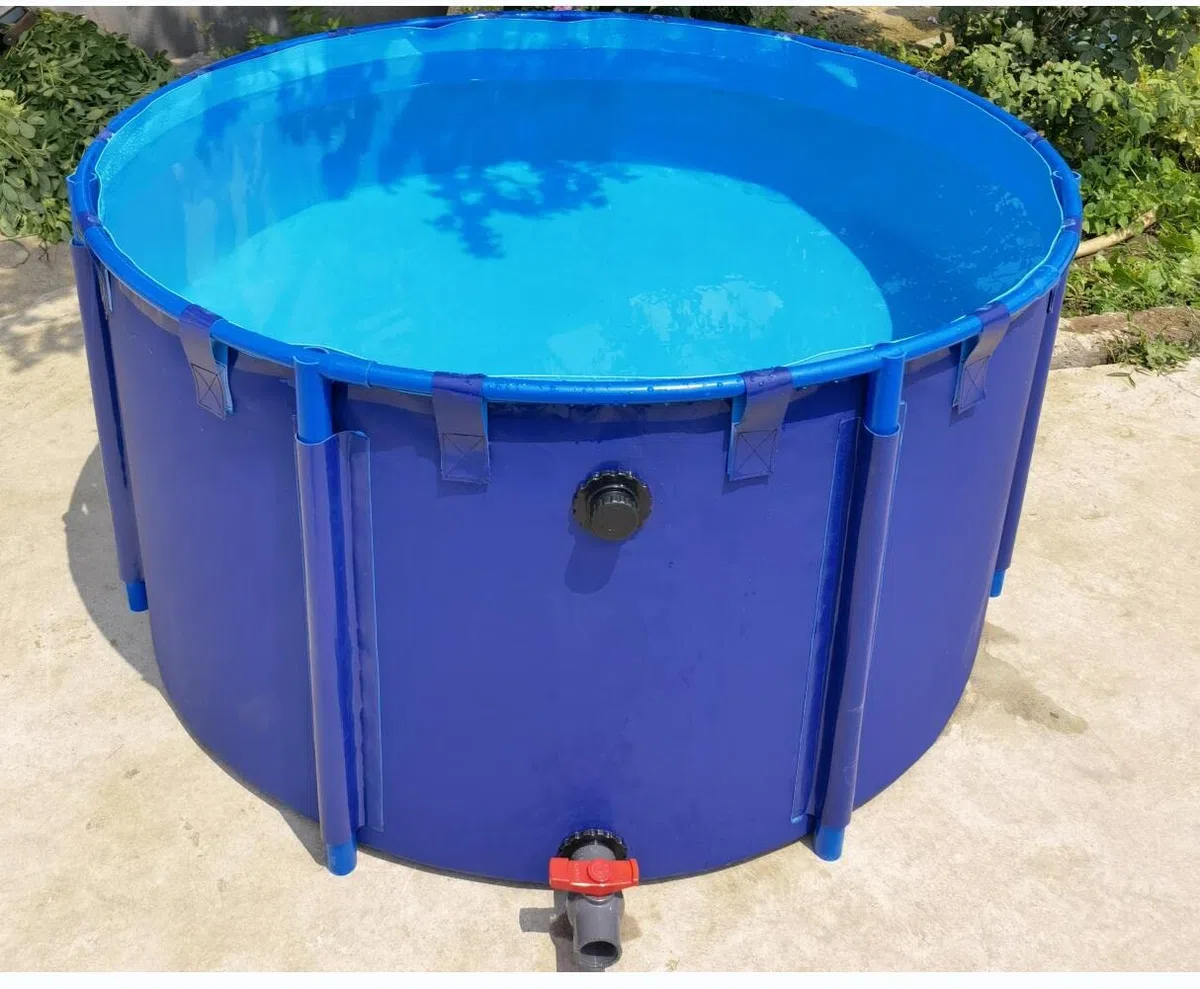 Piscina fuori terra, stagno per pesci in tela circolare ispessimento, grande stagno pieghevole in plastica resistente con staffa per irrigazione agricola di cultura koi (2 x 0,8 m)