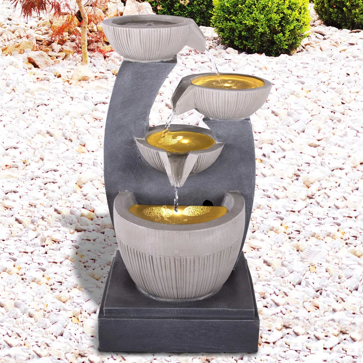 Fontana da giardino fontana decorativa fontana da interno fontana fontana FENG-SHUI con luce LED 230V fontana a cascata per giardino, laghetto da giardino, terrazza, balcone molto decorativa
