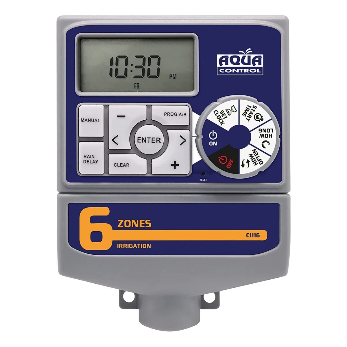 Aqua Control - Programmatore d'Irrigazione Automatica per Giardino con Trasformatore e Schermo LCD, Adatto per 6 Zone di Irrigazione