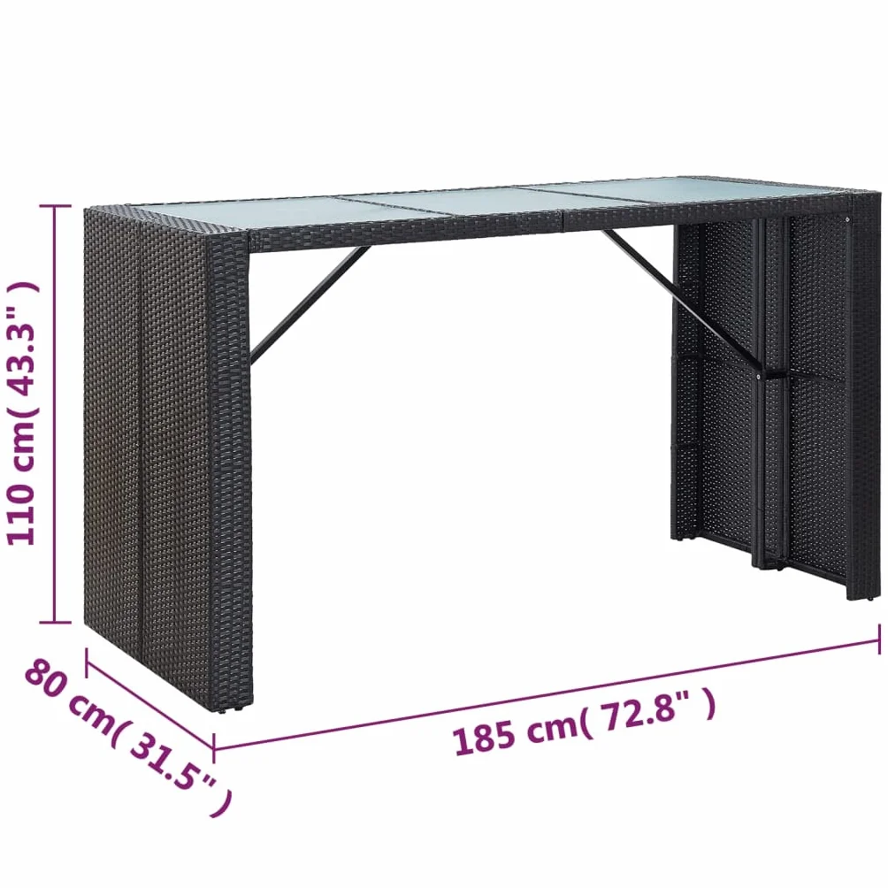 vidaXL Set da Bar da Giardino 7 pz con Cuscini in Polyrattan Nero
