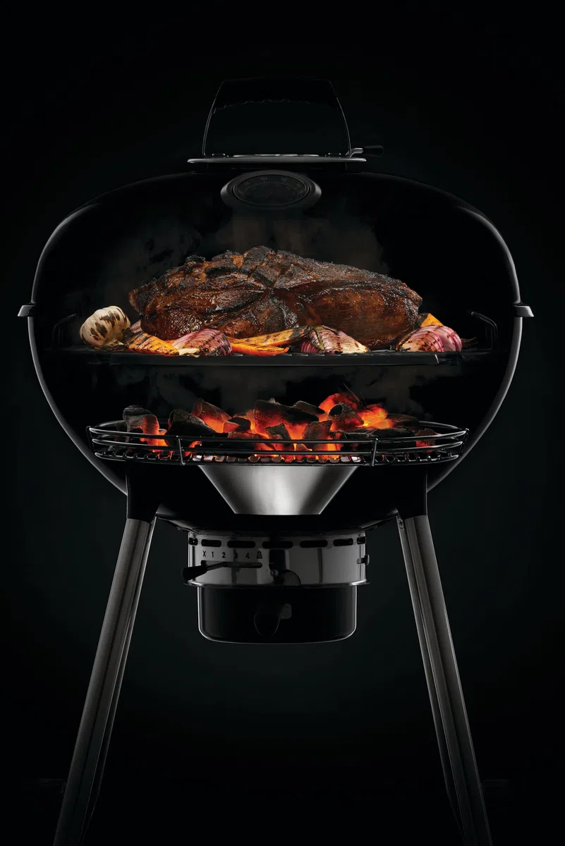 Napoleon - Barbecue a carbone NK22, nero, coperchio e ciotola smaltati in porcellana, griglia di cottura cromata