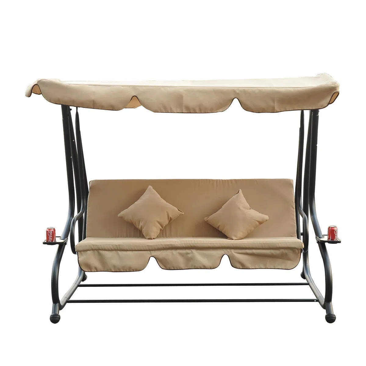Dondolo da giardino a 3 posti, 200 x 120 x 164 cm, 2 cuscini, reclinabile, con ombrellone