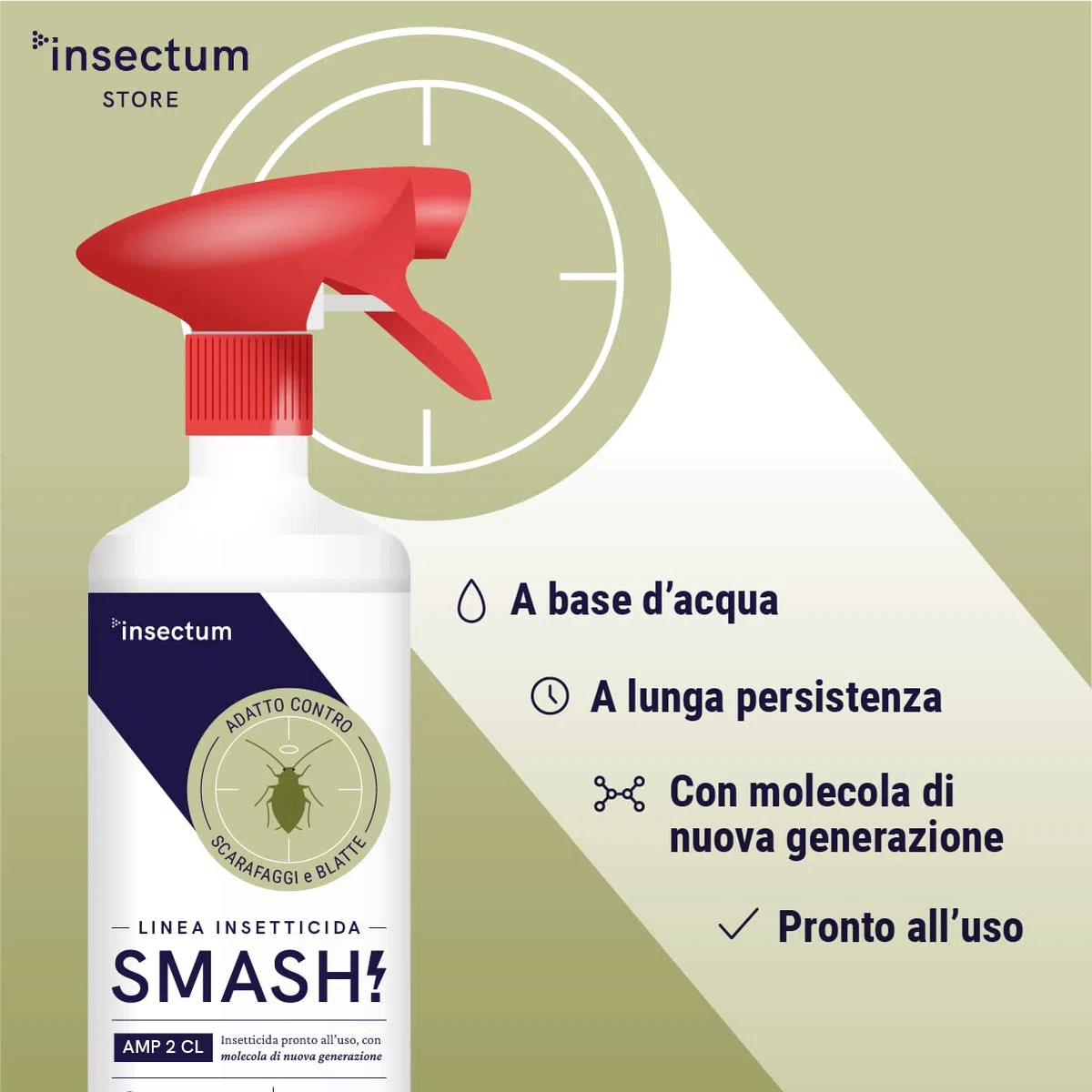 SMASH Spray Insetticida Anti Scarafaggi per Casa AMP 2CL - Adatto per Ambienti con Animali Domestici - 1x500ml - Anti Blatte Disinfestazione - Non Macchia. Senza Permetrina. Istruzioni incluse