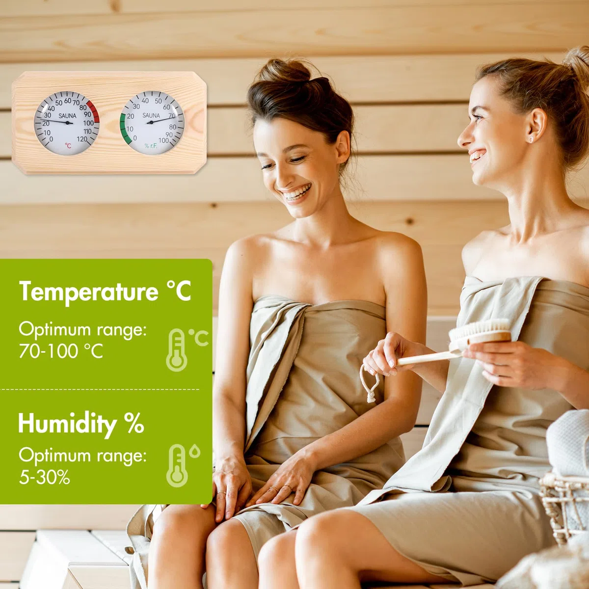 Termometro Per Sauna 2 In 1, Termoigrometro Per Sauna In Legno Alta Precisione Misuratore Di Umidità In Legno Accessorio Per Bagno Turco Sauna