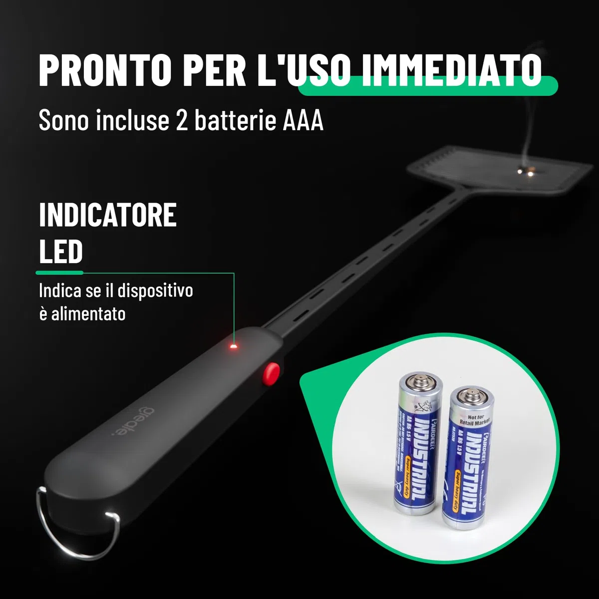 greate Racchetta Zanzare Elettrica con Batterie incluse - Plastico Racchetta Elettrica per Zanzare - 2500V