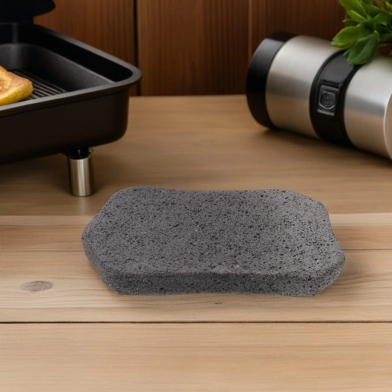 Pietra Lavica da Griglia per Pizza e Verdure, Nero | Forma Naturale Irregolare, Cottura Uniforme, Facile Pulizia, per Forno Domestico e Preparazioni in Casa