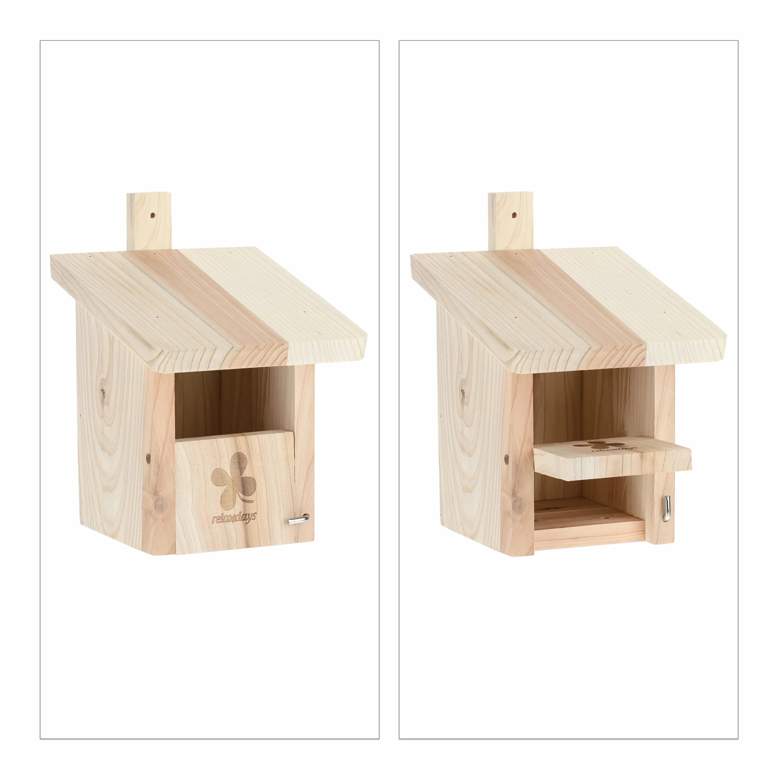 Relaxdays Casa per Uccellini, Nido in Legno d'Abete, da Appendere in Giardino, Foro d'Ingresso HxL: 65x95 mm, Naturale