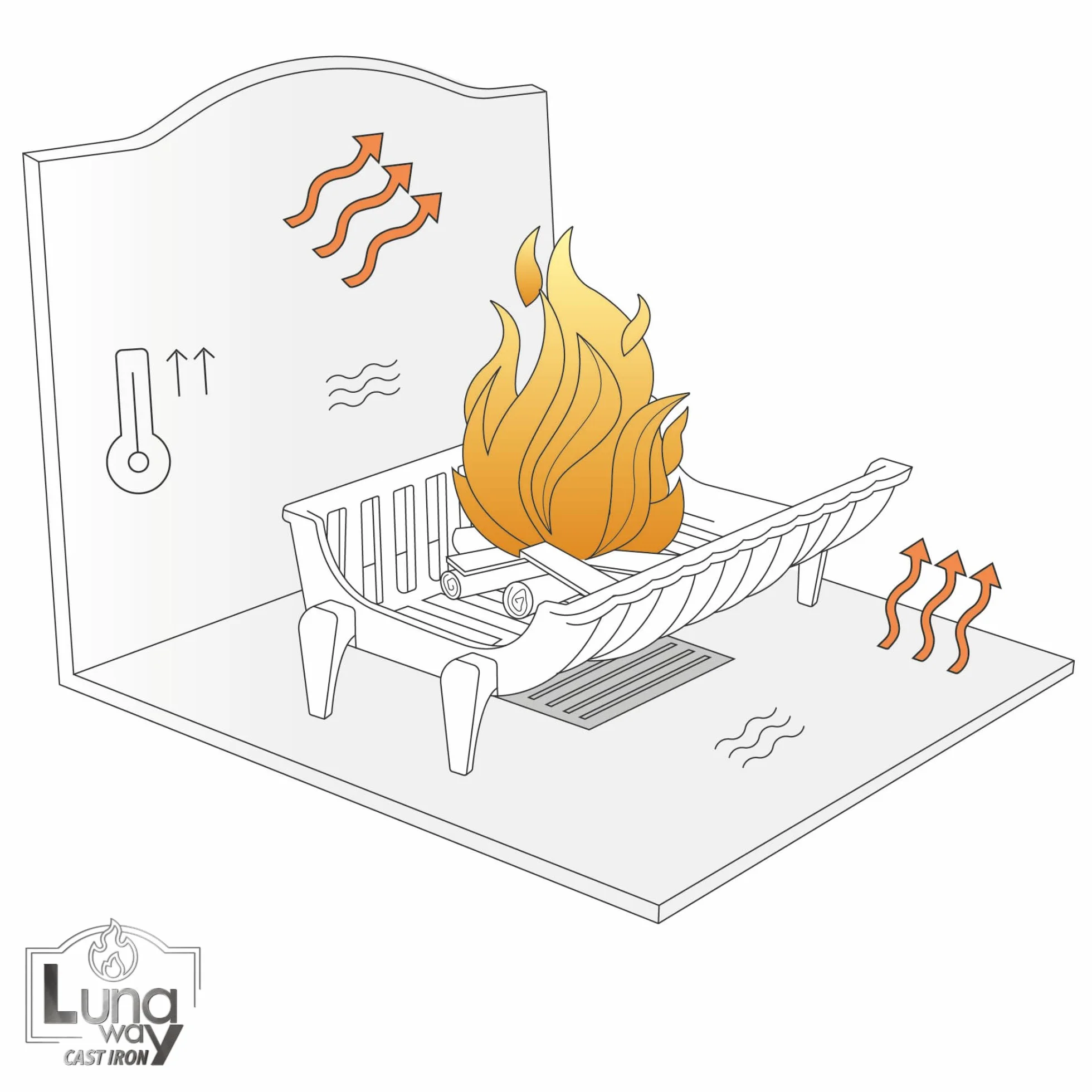 45 x 30 x 2 cm - Griglia in ghisa per raccolta cenere e barbecue | Dimensioni | Ottimizza tiraggio camino e stufa | Resistente alte temperature