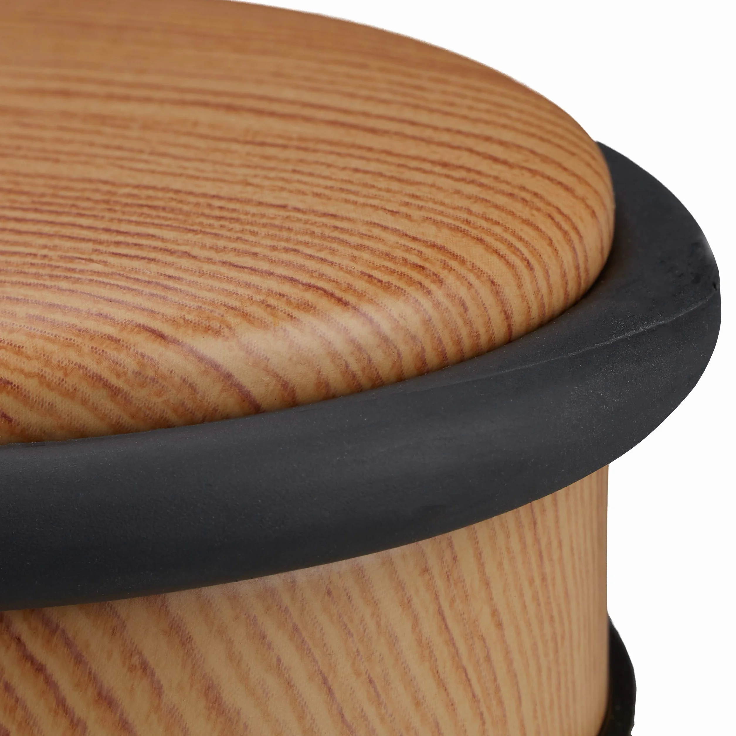 Relaxdays Fermaporta da Pavimento Piatto, Blocca Porta per Ante Pesante, Aspetto Legno, HxD: 5 x 10,5 cm, Marrone Chiaro