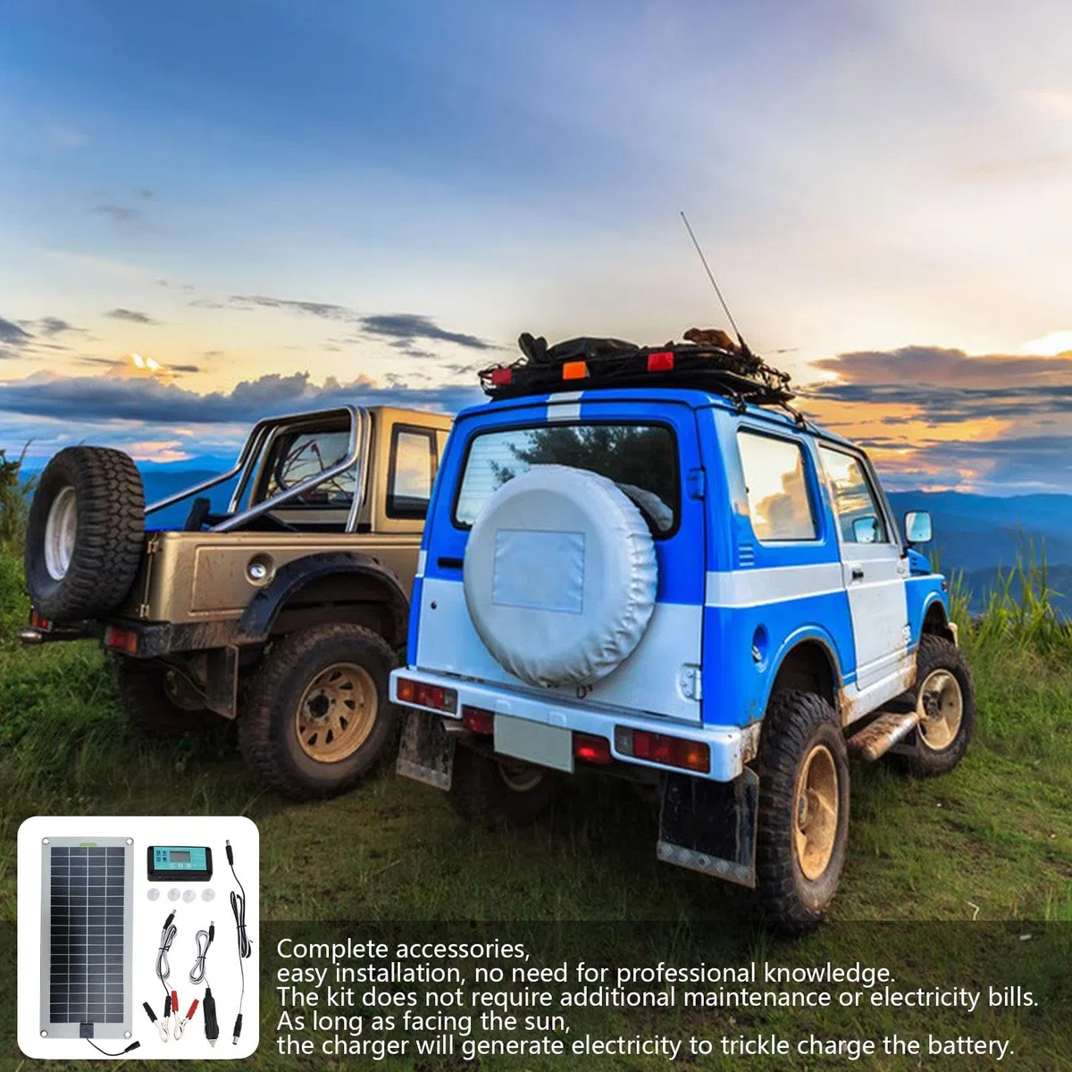 Mantenitore Solare Per Auto, Caricabatteria Solare Per Auto Da 12 V, Mantenitore Di Mantenimento Batteria Solare Da 30 W, Kit Pannello Solare Per Auto Portatile Per, Autoveicoli, Backup
