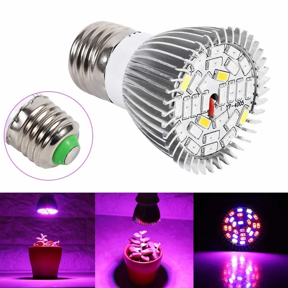 Zerodis LED Coltiva la lampada, 5W E27 Pannello ad Alta Potenza Spettro Completo 28 LED Lampada per Coltivazione Indoor Coltiva la lampadina per Serra Pianta Pianta in Vaso fiori