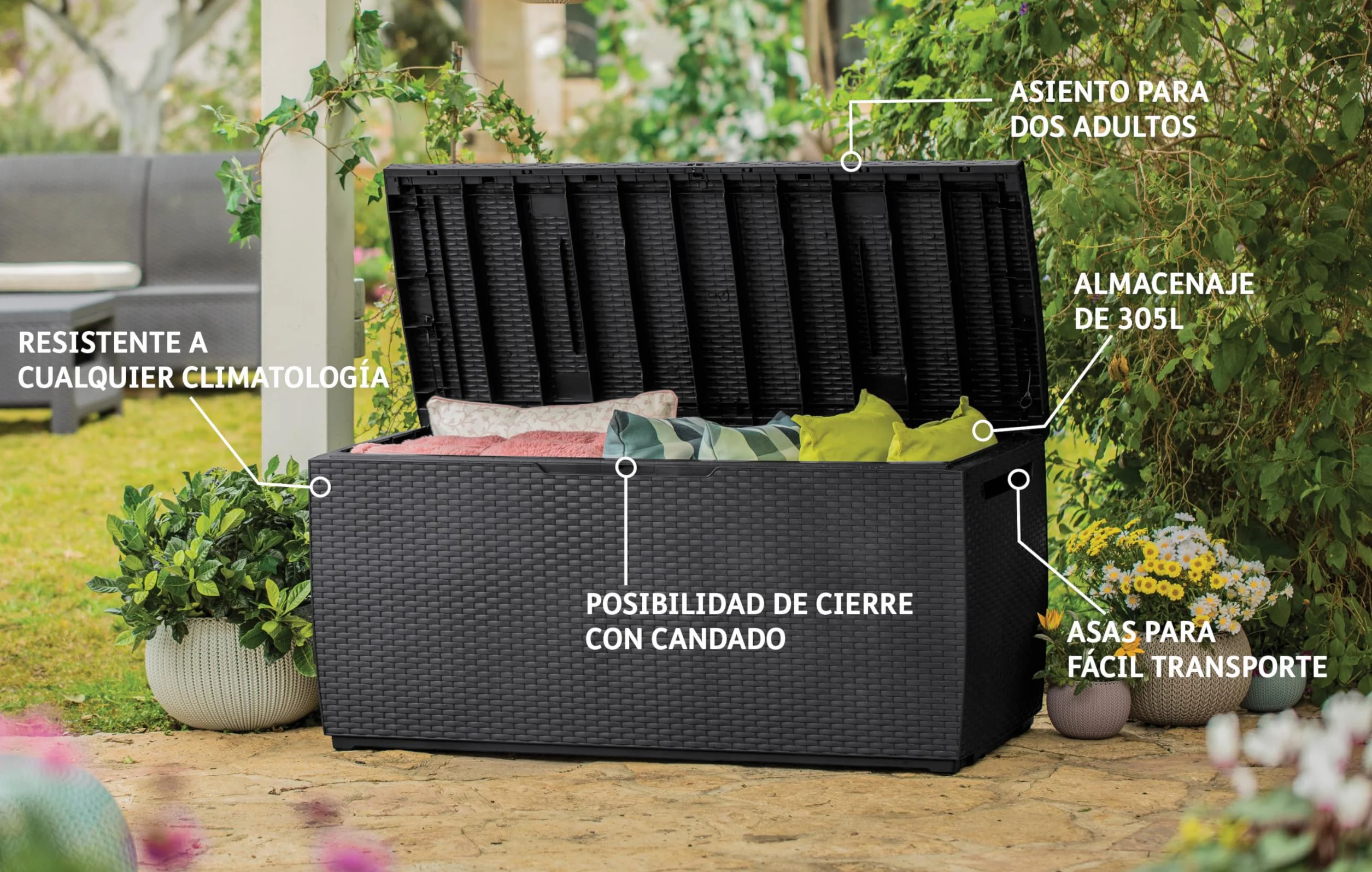 Keter Baule da Esterno Capri, Marrone, capacità 305L, 123x54x75H cm