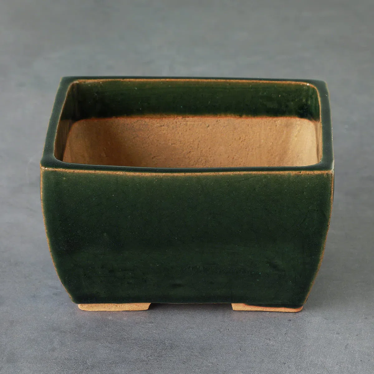 Wazakura Vaso Tokoname per Bonsai 13.5 cm Piccolo Rettangolare Smaltato Verde con Fori di Drenaggio, Realizzato in Giappone, Vasi per Piante in Ceramica per Uso Interno ed Esterno, Fioriera Decorativa