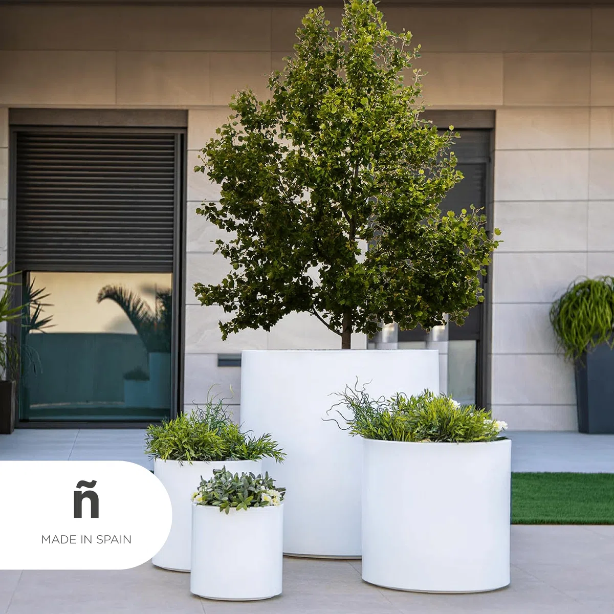newgarden vaso rotondo bronzo 40 x 40 cm, fioriera per esterno e interno, terrazza, giardino e piscina – Hortensia 40