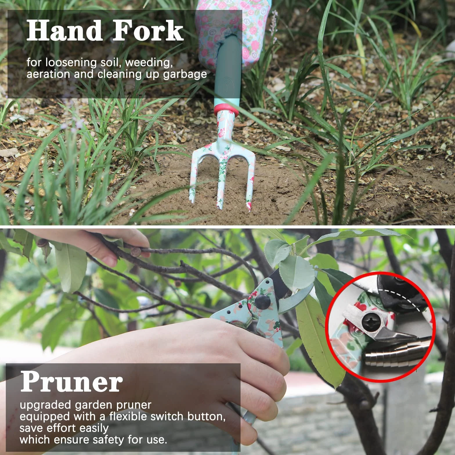 Set di Attrezzi da Giardinaggio, Kit Giardinaggio di Attrezzi Manuali da Floreale Giardino da 16 Pezzi, Regali da Giardinaggio per Donne e Uomini, Attrezzi da Giardinaggio per Impieghi Gravosi