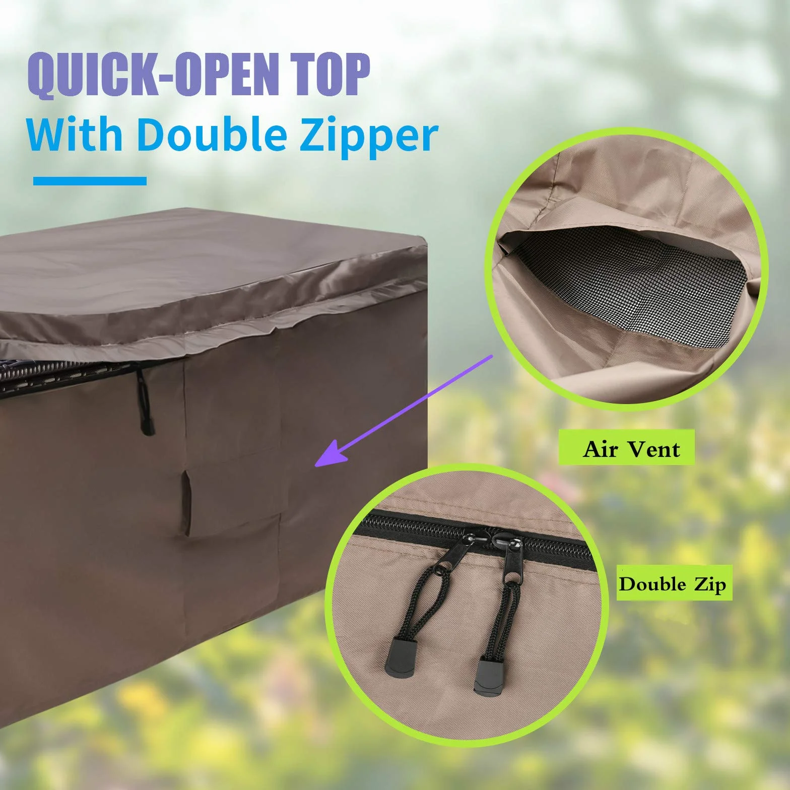 MountainLoc Copertura Per Baule Da Giardino, Telo Di Protezione Per Contenitore da Esterno Con Sfiato E Coperchio Con Cerniera, Impermeabile, 420D Oxford Marrone (157 * 76 * 69cm)