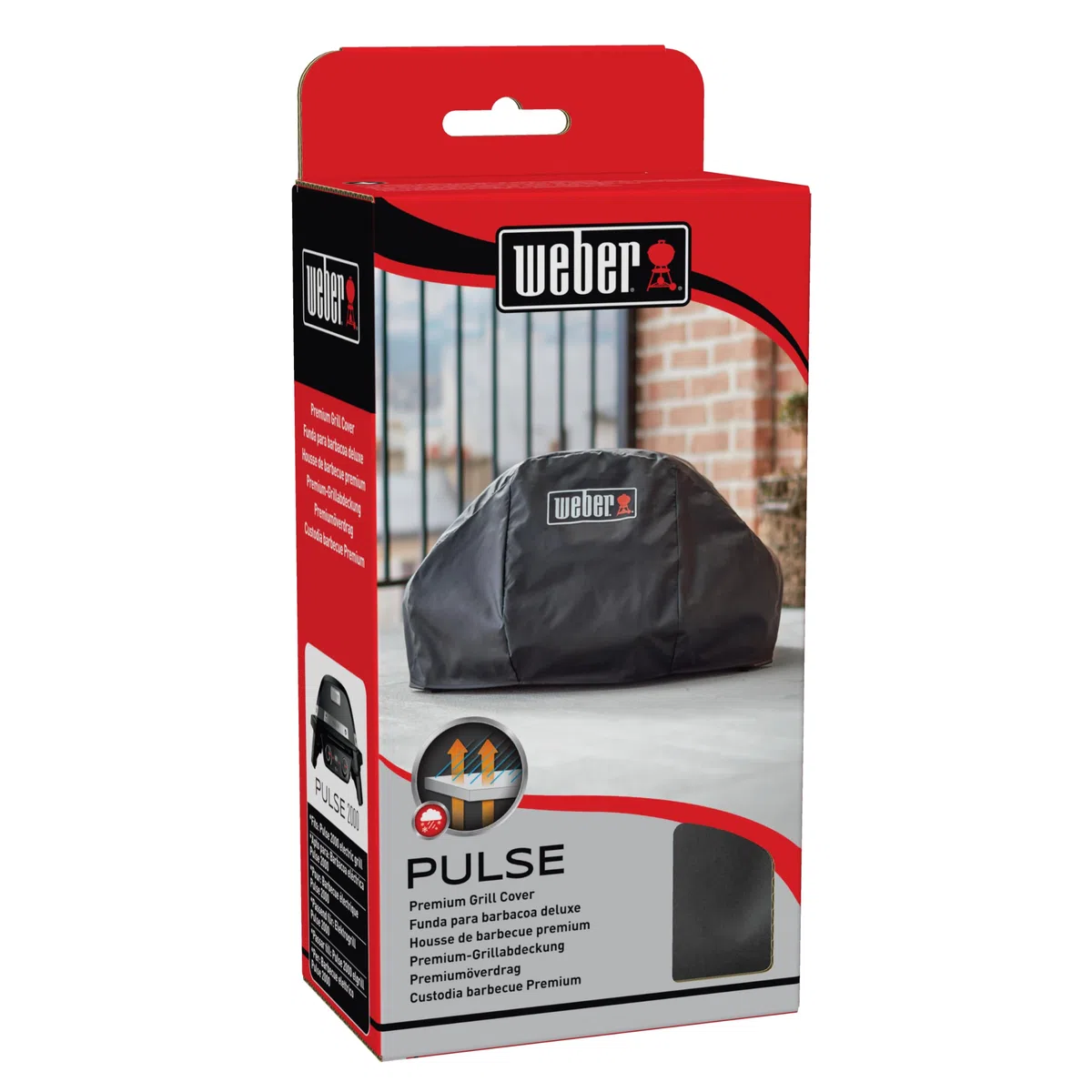 Weber Copertura Premium per Barbecue Pulse 2000, Traspirante, Resistente ai Raggi UV e all’Acqua, Protezione da Vento e intemperie, con Chiusura in Velcro – Nero (7140)